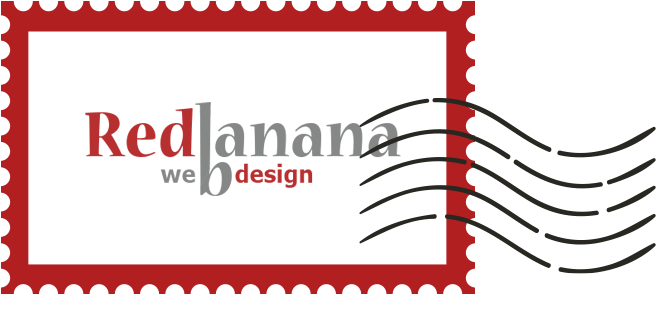 Redbanana Webdesign | One-Stop Webbureau. Redbanana logo als postzegel image.
